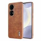 For Huawei P50 Pro AZNS Electroplated Frame Crocodile Texture Full Coverage Phone Case(Brown) - 1