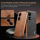 For Huawei P50 Pro AZNS Electroplated Frame Crocodile Texture Full Coverage Phone Case(Brown) - 3