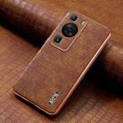 For Huawei P60 / P60 Pro AZNS Electroplated Frame Crocodile Texture Full Coverage Phone Case(Brown) - 2