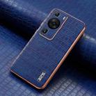 For Huawei P60 / P60 Pro AZNS Electroplated Frame Crocodile Texture Full Coverage Phone Case(Blue) - 2