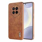 For Huawei Mate 50 / 50E AZNS Electroplated Frame Crocodile Texture Full Coverage Phone Case(Brown) - 1