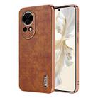 For Huawei nova 13 / nova 12 AZNS Electroplated Frame Crocodile Texture Full Coverage Phone Case(Brown) - 1