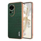 For Huawei nova 13 / nova 12 AZNS Electroplated Frame Crocodile Texture Full Coverage Phone Case(Green) - 1