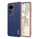 For Huawei nova 13 / nova 12 AZNS Electroplated Frame Crocodile Texture Full Coverage Phone Case(Blue) - 1