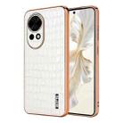 For Huawei nova 13 / nova 12 AZNS Electroplated Frame Crocodile Texture Full Coverage Phone Case(White) - 1