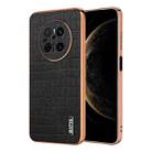 For Huawei Mate 70 AZNS Electroplated Frame Crocodile Texture Full Coverage Phone Case(Black) - 1