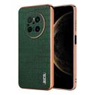 For Huawei Mate 70 AZNS Electroplated Frame Crocodile Texture Full Coverage Phone Case(Green) - 1