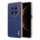 For Huawei Mate 70 Pro / 70 Pro+ AZNS Electroplated Frame Crocodile Texture Full Coverage Phone Case(Blue) - 1