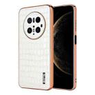 For Huawei Mate 70 Pro / 70 Pro+ AZNS Electroplated Frame Crocodile Texture Full Coverage Phone Case(White) - 1