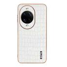 For Huawei nova 14 Pro AZNS Electroplated Frame Crocodile Texture Full Coverage Phone Case(White) - 2