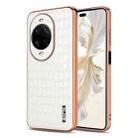 For Huawei nova 14 Ultra AZNS Electroplated Frame Crocodile Texture Full Coverage Phone Case(White) - 1