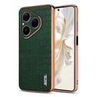 For Huawei Pura 80 5G AZNS Electroplated Frame Crocodile Texture Full Coverage Phone Case(Green) - 1