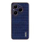 For Huawei Pura 80 5G AZNS Electroplated Frame Crocodile Texture Full Coverage Phone Case(Blue) - 2
