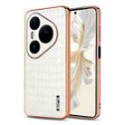 For Huawei Pura 80 Pro+ 5G AZNS Electroplated Frame Crocodile Texture Full Coverage Phone Case(White) - 1