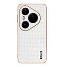 For Huawei Pura 80 Pro+ 5G AZNS Electroplated Frame Crocodile Texture Full Coverage Phone Case(White) - 2