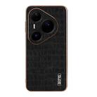 For Huawei Pura 80 Ultra 5G AZNS Electroplated Frame Crocodile Texture Full Coverage Phone Case(Black) - 2