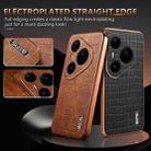 For Huawei Pura 80 Ultra 5G AZNS Electroplated Frame Crocodile Texture Full Coverage Phone Case(Brown) - 3