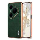 For Huawei Pura 80 Ultra 5G AZNS Electroplated Frame Crocodile Texture Full Coverage Phone Case(Green) - 1