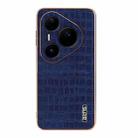 For Huawei Pura 80 Ultra 5G AZNS Electroplated Frame Crocodile Texture Full Coverage Phone Case(Blue) - 2