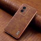 For Honor 100 AZNS Electroplated Frame Crocodile Texture Full Coverage Phone Case(Brown) - 2