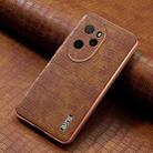 For Honor 100 Pro AZNS Electroplated Frame Crocodile Texture Full Coverage Phone Case(Brown) - 2