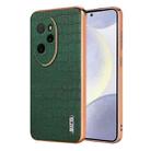 For Honor 100 Pro AZNS Electroplated Frame Crocodile Texture Full Coverage Phone Case(Green) - 1