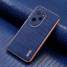 For Honor 100 Pro AZNS Electroplated Frame Crocodile Texture Full Coverage Phone Case(Blue) - 2