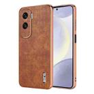 For Honor X50i / 90 Lite AZNS Electroplated Frame Crocodile Texture Full Coverage Phone Case(Brown) - 1