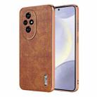 For Honor 200 Pro AZNS Electroplated Frame Crocodile Texture Full Coverage Phone Case(Brown) - 1