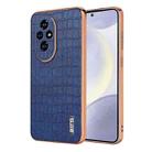 For Honor 200 Pro AZNS Electroplated Frame Crocodile Texture Full Coverage Phone Case(Blue) - 1