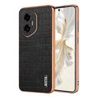 For Honor 300 AZNS Electroplated Frame Crocodile Texture Full Coverage Phone Case(Black) - 1