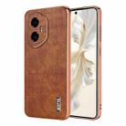 For Honor 300 AZNS Electroplated Frame Crocodile Texture Full Coverage Phone Case(Brown) - 1