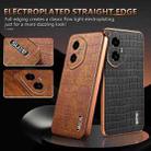 For Honor 300 AZNS Electroplated Frame Crocodile Texture Full Coverage Phone Case(Brown) - 3