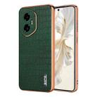 For Honor 300 AZNS Electroplated Frame Crocodile Texture Full Coverage Phone Case(Green) - 1