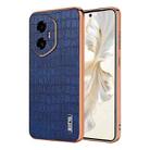 For Honor 300 AZNS Electroplated Frame Crocodile Texture Full Coverage Phone Case(Blue) - 1