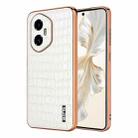 For Honor 300 AZNS Electroplated Frame Crocodile Texture Full Coverage Phone Case(White) - 1