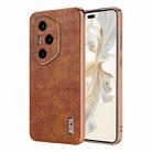 For Honor 300 Pro AZNS Electroplated Frame Crocodile Texture Full Coverage Phone Case(Brown) - 1