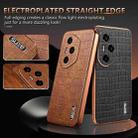 For Honor 300 Pro AZNS Electroplated Frame Crocodile Texture Full Coverage Phone Case(Brown) - 3