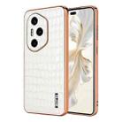 For Honor 300 Pro AZNS Electroplated Frame Crocodile Texture Full Coverage Phone Case(White) - 1