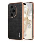 For Honor 300 Ultra AZNS Electroplated Frame Crocodile Texture Full Coverage Phone Case(Black) - 1