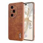 For Honor 300 Ultra AZNS Electroplated Frame Crocodile Texture Full Coverage Phone Case(Brown) - 1