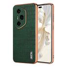 For Honor 300 Ultra AZNS Electroplated Frame Crocodile Texture Full Coverage Phone Case(Green) - 1