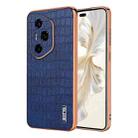 For Honor 300 Ultra AZNS Electroplated Frame Crocodile Texture Full Coverage Phone Case(Blue) - 1