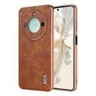 For Honor X60 AZNS Electroplated Frame Crocodile Texture Full Coverage Phone Case(Brown) - 1