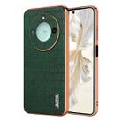 For Honor X60 AZNS Electroplated Frame Crocodile Texture Full Coverage Phone Case(Green) - 1