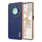 For Honor X60 AZNS Electroplated Frame Crocodile Texture Full Coverage Phone Case(Blue) - 1