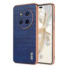 For Honor X60 Pro AZNS Electroplated Frame Crocodile Texture Full Coverage Phone Case(Blue) - 1