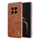 For Honor Magic7 AZNS Electroplated Frame Crocodile Texture Full Coverage Phone Case(Brown) - 1