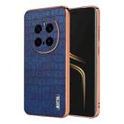 For Honor Magic7 Pro AZNS Electroplated Frame Crocodile Texture Full Coverage Phone Case(Blue) - 1