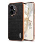 For Honor 400 Global 156.5mm AZNS Electroplated Frame Crocodile Texture Full Coverage Phone Case(Black) - 1